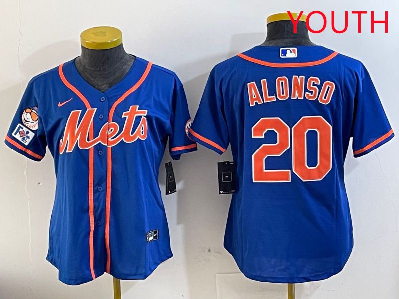 Youth New York Mets #20 Alonso Blue Game Fashion 2025 Nike MLB Jersey style 1->youth mlb jersey->Youth Jersey